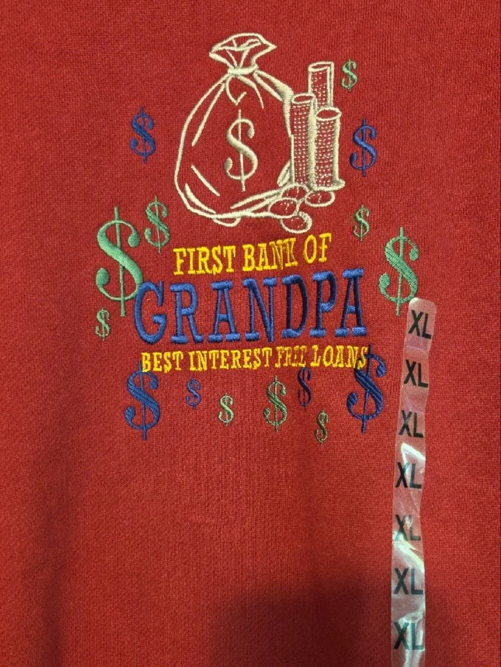 Nwt Red The Bank Of Grandpa Embroidered Crewneck Sweatshirt Size Xl